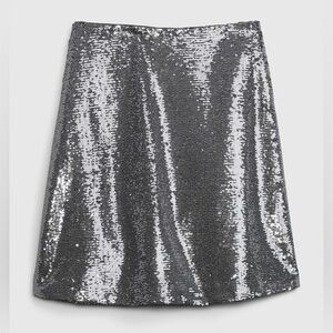 Gap Silver Gray Lined Sequin Mini Skirt Size 10 Petite NEW with tags MSRP 69.95